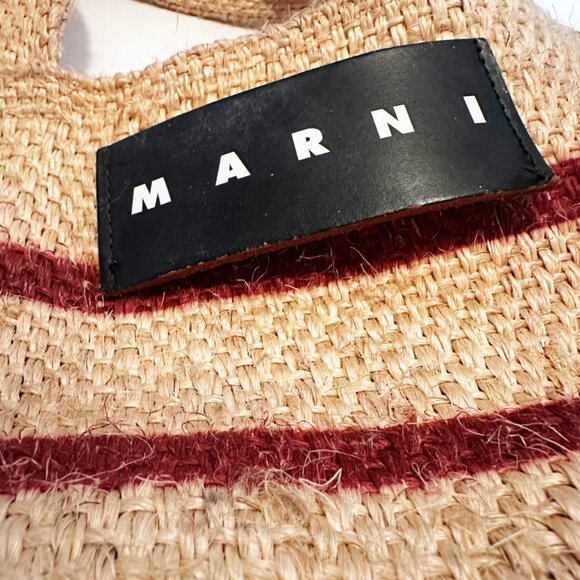 Authentic Marni Market Jute/Hemp Stripe Tote Bag - Red/Natural - Picture 6 of 10